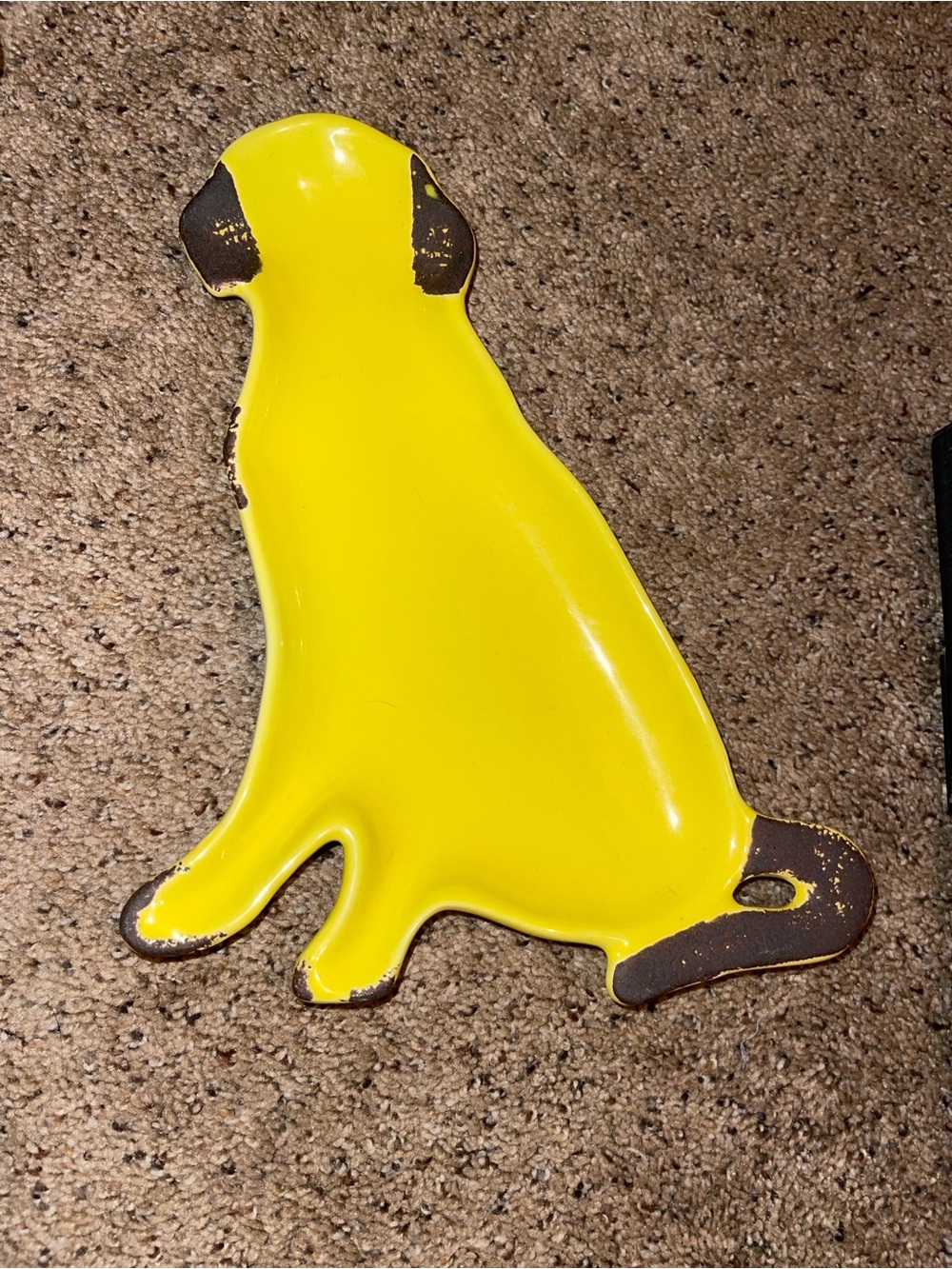 Yellow Dog Shaped Pet Catchall Tray - Decorative Pet Accessory